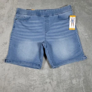 DKNY Jeans Shorts Womens XXL Denim Bermuda Light Wash Denim 2XL Elastic Waist - Picture 1 of 11