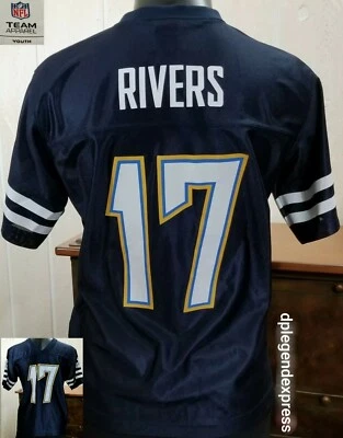 CHARGERS FOOTBALL #17 PHILIP RIVERS BLUE JERSEY "YOUTH" SZ L 12/14 **NOTE - Image 1 of 4