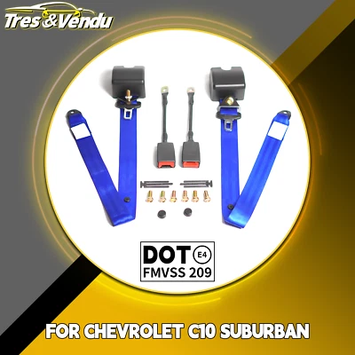 2 Set 3 Point Seat Belt Straps Retractable for Chevrolet C10 Suburban - Imagem 1 de 4