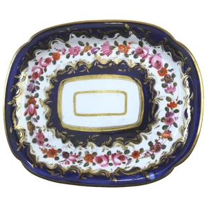 An antique Georgian Coalport porcelain hand-painted cobalt Teapot Stand C.1810 - Picture 1 of 8