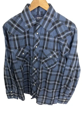 Wrangler Men’s Blue Plaid Pearl Snap Western Shirt Size Large  - Image 1 of 4