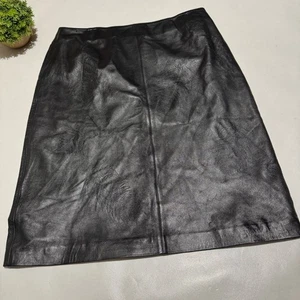 Jones New York Vintage schwarz Echtleder bestickt Leder Bleistiftrock Gr. 12 - Bild 1 von 8