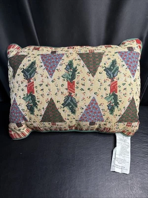 Almohada decorativa vintage bordada temática navideña 12 x 17 Foto 1 de 4