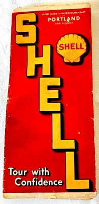 1938 Portland street road map  Shell oil Oregon Vintage Portland Oregon Street - Image 1 of 4