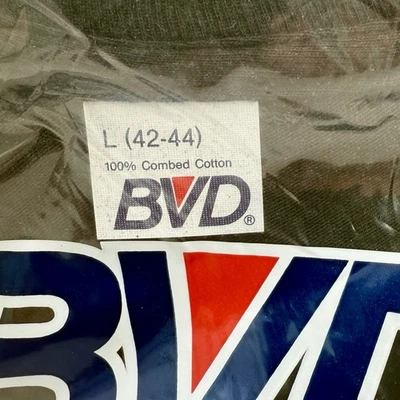 Camiseta BVD Hombre Algodón Peinado Bolsillo Talla Grande De Colección 1992 Negra Foto 1 de 3