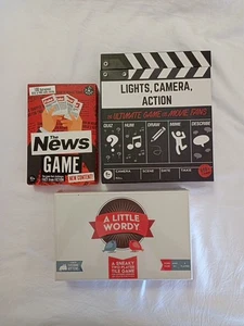 3 Game Pack - A Little Wordy BNIB - Lights, Camera, Action BNIB - The News Game  - Picture 1 of 7