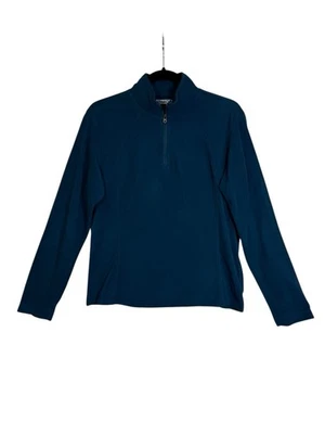 Suéter Columbia Feminino Grande Azul/Verde 1/4 Zíper Pulôver de Lã Decote Simulado - Imagem 1 de 4