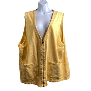 Vintage Y2K Johnny Was Pictures Women's Yellow Sweatshirt Vest Size 1X Lagenlook - Picture 1 of 12