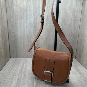Michael Kors Crossbody Bag Womens Monogram Lining Flap Adjustable Leather Brown - Picture 1 of 14