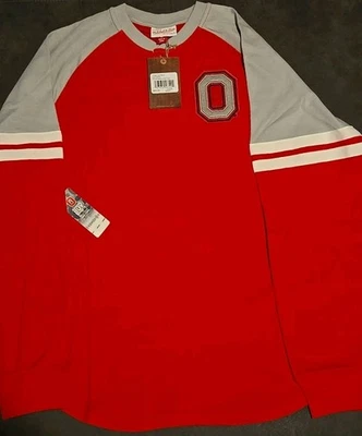 Mitchell & Ness Ohio State Buckeyes Thermal Henley Size Large NWT MSRP $60.00 - Image 1 of 4