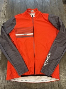 Mens Ekoi Cycling Thermal Jacket Aero Sleeves Made In Italy 2XL Red White Gray - Picture 1 of 2