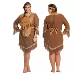 Indianerkostüm Kostüm Indianer Indianerin Squaw Apache Set Kleid Karneval Damen - Bild 1 von 90