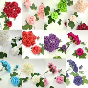 25pcs Artificial Roses Flowers Real Looking Fake Roses w/Stem for DIY Garland - Picture 1 of 77