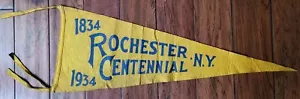 RaRe 100 Year 1934 Rochester New York 1834 Centennial 11"x30" Soft Felt Pennant - Picture 1 of 5