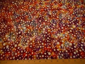 Batik Fabric 3/4 Yard White on Purple Yellow Orange Blue Quilting Cotton #4M #C - Picture 1 of 2