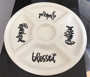 NUEVO PLATO REDONDO DIVIDIDO DE 12"" - AGRADECIDO, BENDECIDO, FIEL, AGRADECIDO - Imagen 1 de 1