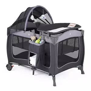 PLAYARD FASCIATOIO PLAYPEN Portatile Bambino Neonato con Ruote, Baldacchino - Foto 1 di 11
