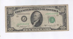 1950 C $10 Federal Reserve Banknote KANSAS CITY DISTRICT Fr2013 J - Picture 1 of 2