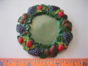 5 Color Jasperware Fruit Wreath Button by Stella Rzanski - XXL 2-1/4" - Picture 1 of 6