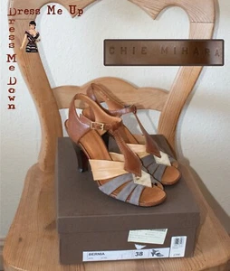 Chie Mihara Bernia Taupe Leather T-Bar Buckle Sandals Size 5 EU 38 BNIB RRP £200 - Picture 1 of 9