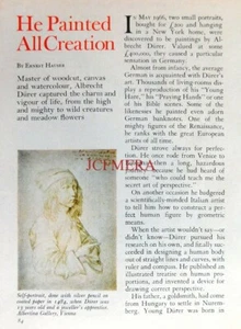 ALBRECHT DÜRER - "Er malte die ganze Schöpfung" - Original 1968 Zeitschriftenschnitt - Bild 1 von 1