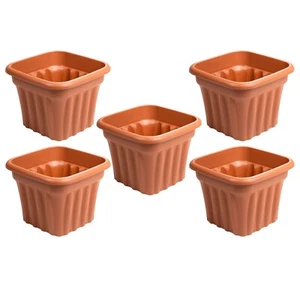 5 x 40cm Garden Planter Square Terracotta Flower Plastic Pot Indoor Outdoor - UK - Picture 1 of 16
