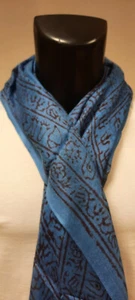 RAM NAM Halstuch Stola Kopftuch Mantra Schal Indien Hippie Royalblau ca 90x190 - Bild 1 von 12