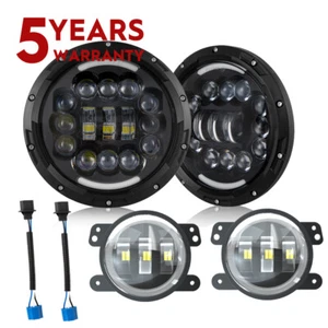 Faros LED redondos de 7 pulgadas para Freightliner Coronado + Combo de luces antiniebla LED de 4 pulgadas - Imagen 1 de 19
