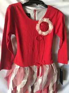 Isobella and Chloe Girls Red Ruffled Drop Waist Dress Size 4-New - Picture 1 of 10
