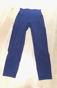 Lululemon Size 4 Girls Pants Activewear Jegging Yoga Gym Workout Navy Blue/Grape - Picture 1 of 13