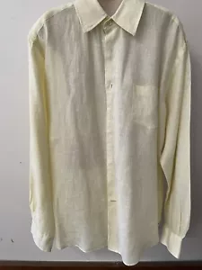 Forsyth of Canada Long Sleeve Yellow 100% Linen Shirt Large - Picture 1 of 3