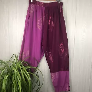 Pantaloni harem vintage nuovi con etichette fatti a mano vecchio stock unici boho festival rosa taglia media - Foto 1 di 10