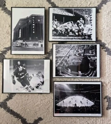 Detroit Red Wings & Football Black & White Framed Photos 4x6 - Lot of 5 - Image 1 of 4