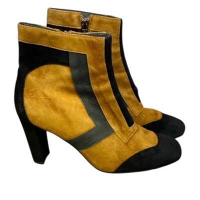 Botas de Tacón Sacha London Gamuza Cuero Tostado y Negro Talla 8 Foto 1 de 4