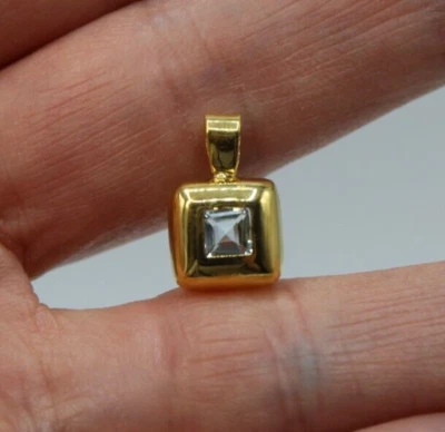 Ancien Pendentif en Or Jaune 18K 750 Orné d'une Aigue-Marine - Photo 1/4