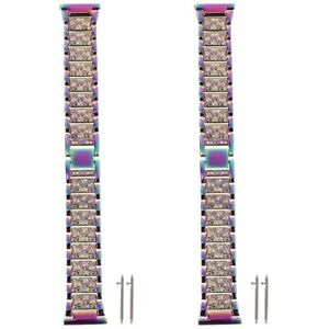  2 Pc Stainless Steel Strap Rhinestone Replacement Creative Watch Band
