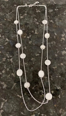 Collar Chicos Doble Cadena Tono Plata Labradorita Blanco Estación Cuentas Capas Foto 1 de 2