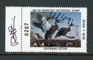 USA 1989 New Hampshire Governor's Edition Duck Signed by Gov & Artist in Margin - Picture 1 of 1