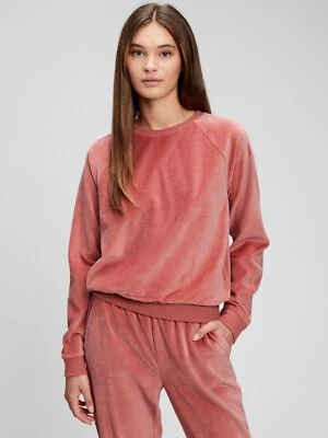 GAP DUSTY PINK PLUSH VELOUR SMALL SWEATSHIRT TRACKSUIT TOP 10 12 — 第 1/2 张图片
