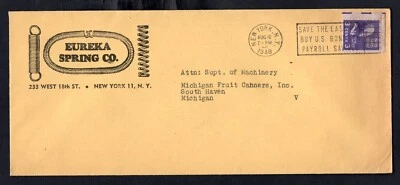 USA New York 1948 Eureka Spring Co ADVERTISING Cover. Prexie - Image 1 of 2