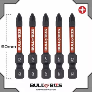 5 x PZ1 50 mm lang magnetischer Schlagschrauber Bohrschrauber Bits Pozi NO.1 - Bild 1 von 3