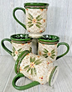 Temptations von Tara Old World Basketweave grün 12 Unzen Fußbecher 4er Set - Bild 1 von 16