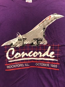 True Vintage 80s Concorde Airplane British Airways T Shirt 1985 Size XL 50/50 - Picture 1 of 8