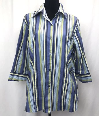 Ninety Camisa Mujer Botones Talla 1X Multicolor con Rayas Foto 1 de 4