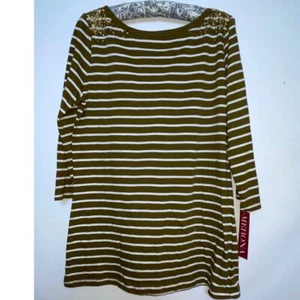 Merona NWT Striped Top w/ Sequin Shoulders - Size M - Picture 1 of 9