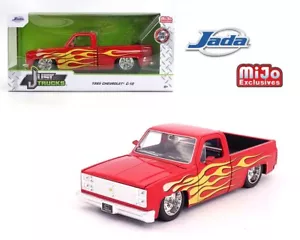 Jada 1:24 1985 Chevrolet C10 Red With Flames Custom Pick UP Truck Model 34316-6D - Picture 1 of 1