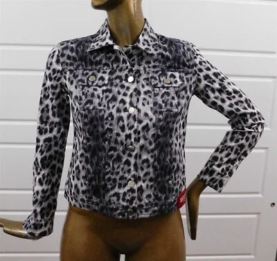 Moschino Jeans Black White Leopard Print Cotton Blend Jacket Italy sz 8 - Image 1 of 4