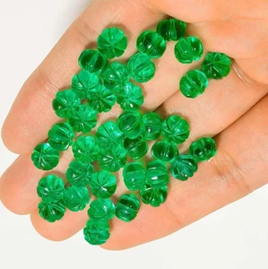 Lote de 14 piedras preciosas certificadas corte calabaza esmeralda verde colombiana natural de 8 mm - Imagen 1 de 5