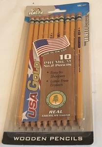 Write Dudes USA Gold Premium Cedar No. 2 Pre-Sharpened Pencils 10 Count 2010 - Picture 1 of 7