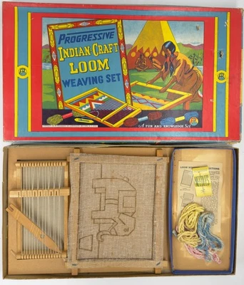 Vintage 1941 Indian-Craft Loom Weaving Set Progressive Toy #1006 USA RARE READ - Image 1 of 4